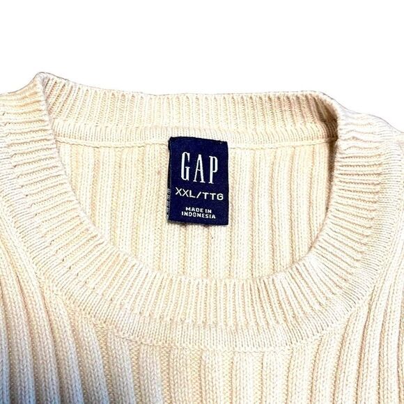 GAP neutral cream soft pullover rib knit crew neck sweater XXL - Picture 2 of 8